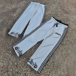 Raw Edge Ripped Bootcut Jeans for Men, Summer American Fashion Brand Black Pants, Niche Loose Straight Pants with Design