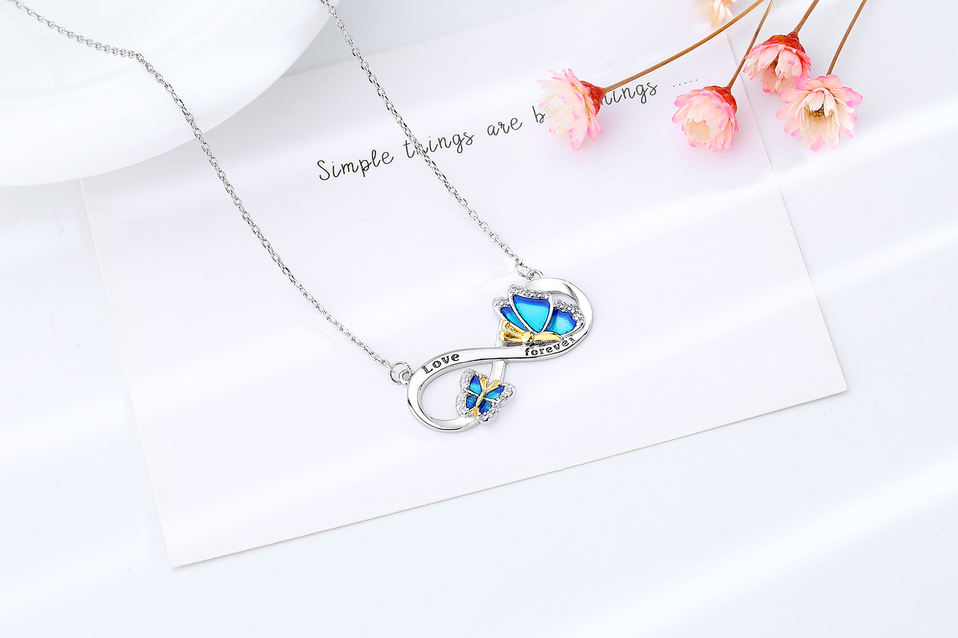 Fashion Butterfly Copper Inlay Rhinestones Pendant Necklace 1 Piece