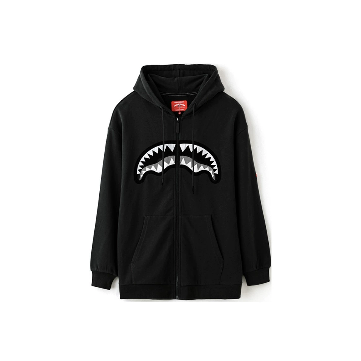 大Logo鲨鱼嘴2025 拉链开衫连帽外套卫衣 男款情侣款黑色深灰氨纶