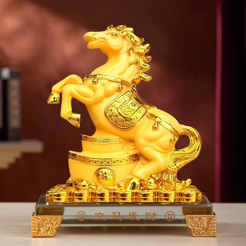 2026马年绒沙金马摆件工艺品生肖金马保险开门红商务年会酒会礼品