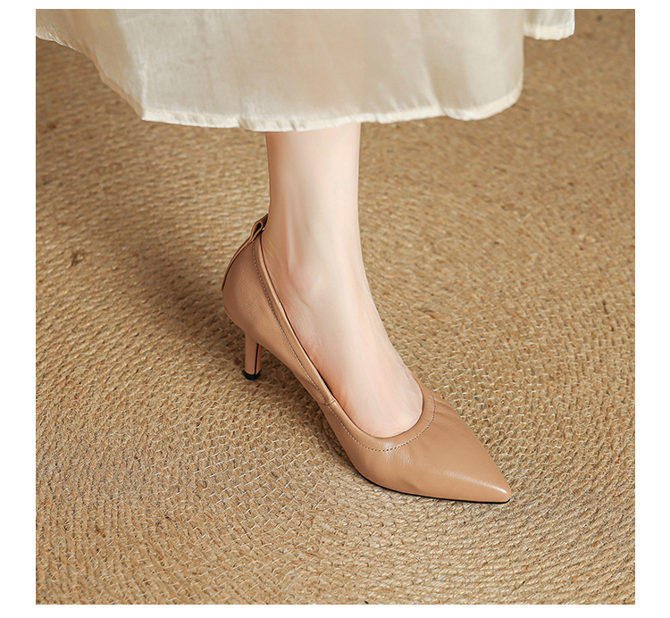 Giày cao gót nữ mũi nhọn gót 5–7 cm da mềm công sở — Nâu caramel 5cm, Đen 5cm, Nâu caramel 7cm, Màu nude 5cm chi tiết 19