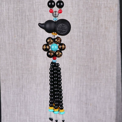 Creative gourd car perfume pendant Car hanging - six-character-mantra-black-solid-gourd