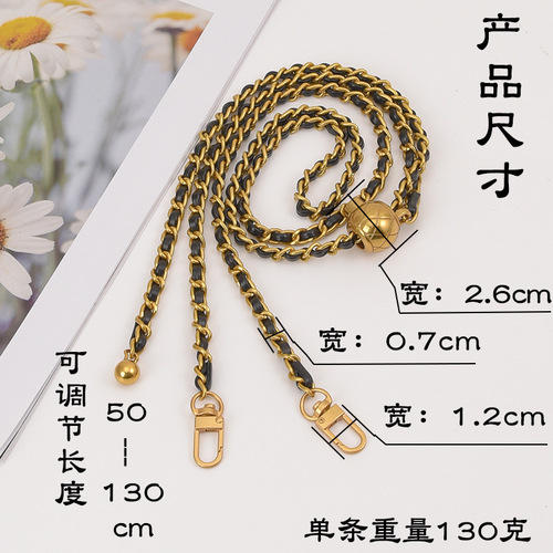 Cross-border wholesale: Customizable small golden ball crossbody chain bags, adjustable leather straps, Chanel-style shoulder strap accessories