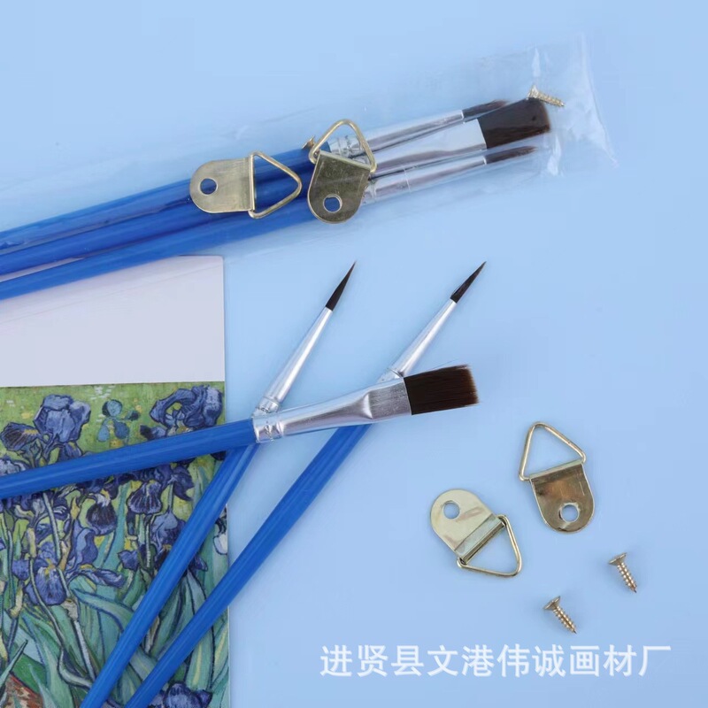 アクリル絵筆 水彩絵具 水彩ペン 油絵筆セット ナイロン毛絵筆 3本セット 金属製ハンドペイント付き|undefined