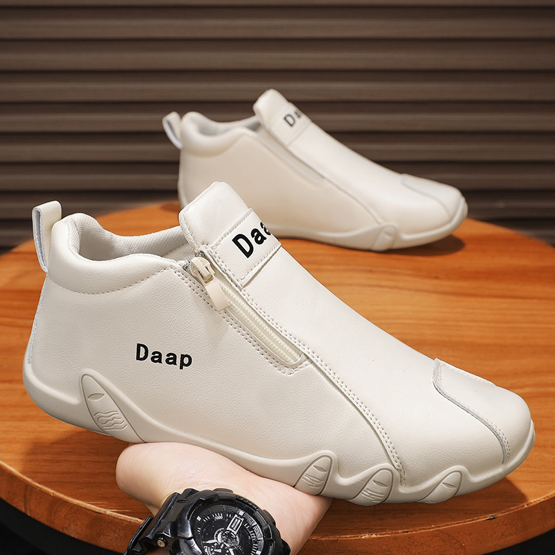 2026 nuevos zapatos de hombre de primavera al por mayor cuero medio para ayudar a los zapatos casuales impermeables y seguros de trabajo cómodos zapatos para hombres