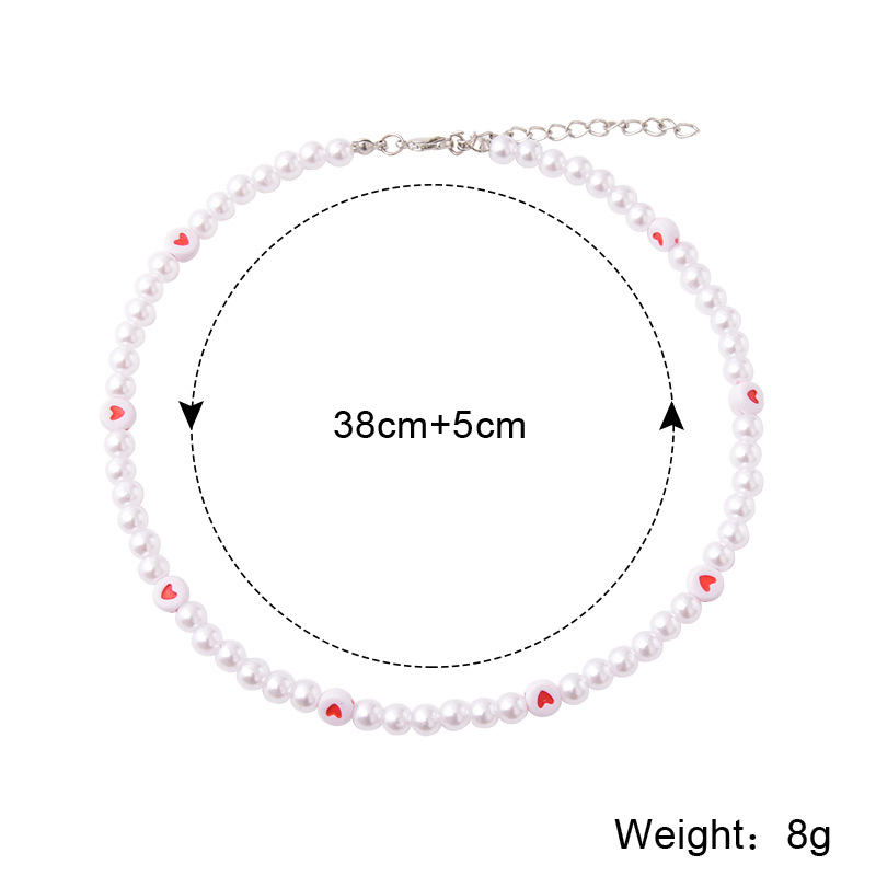 Koreanische Art Herzform Künstliche Perle Perlen Frau Halskette display picture 1