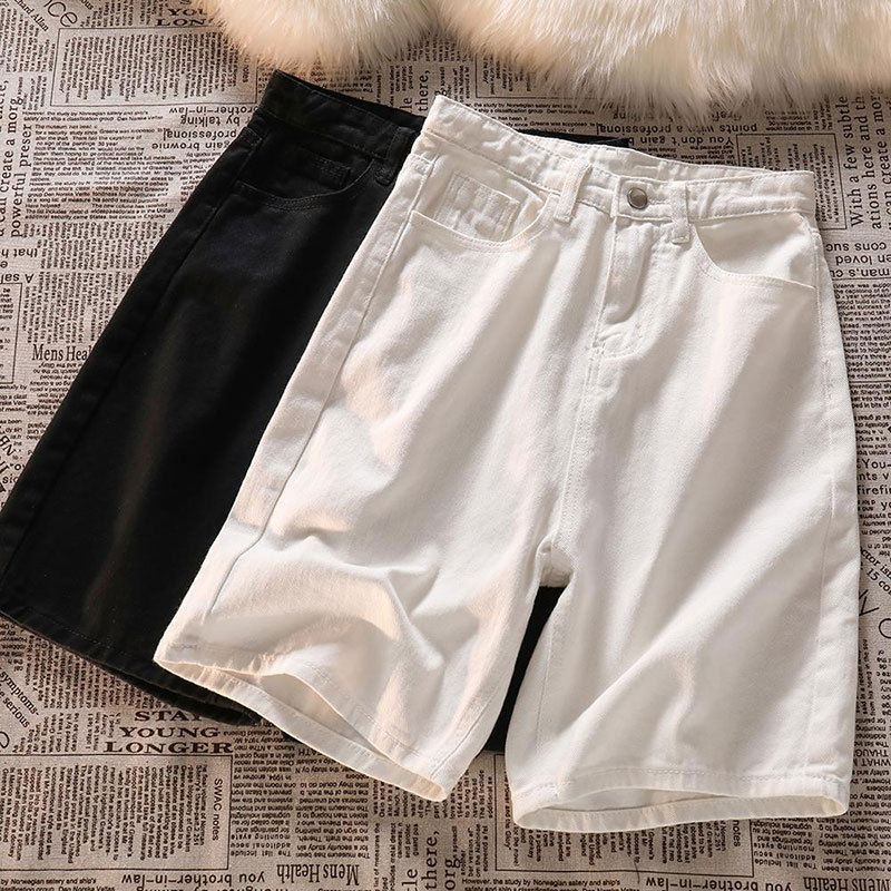Plus Size Slimming High-Waisted Denim Shorts for Women, Summer New Style, Pear-Shaped Figure, Loose Fit, Straight Wide-Leg Pants for Chubby Women Plus Size Slimming High-Waisted Denim Shorts for Women, Summer New Style, Pear-Shaped Figure, Loose Fit, Straight Wide-Leg Pants for Chubby Women