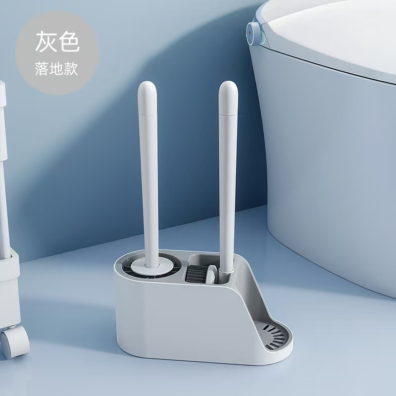 Nuevo cepillo de inodoro de silicona sin ángulo muerto de alto nivel con base colgante de pared tipo conjunto de almacenamiento alargado inodoro transfronterizo