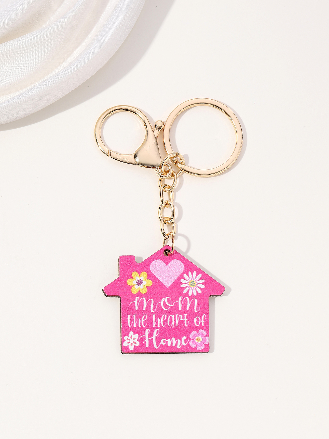16g Weight Keychain Classification 1 Piece Quantity Daily Occasion Wood Material Mother'S Day Festival Letter, Flower Pattern Women's Gender Cute Style Cute Letter Flower Wood Mother'S Day Women's Keychain 4