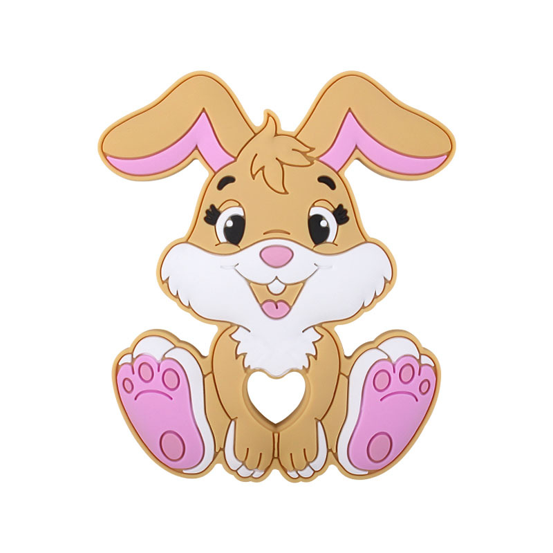 AliExpress nuevo bebé suministros dibujos animados animal silicona conejo teether bebé creativo juguete teether palo