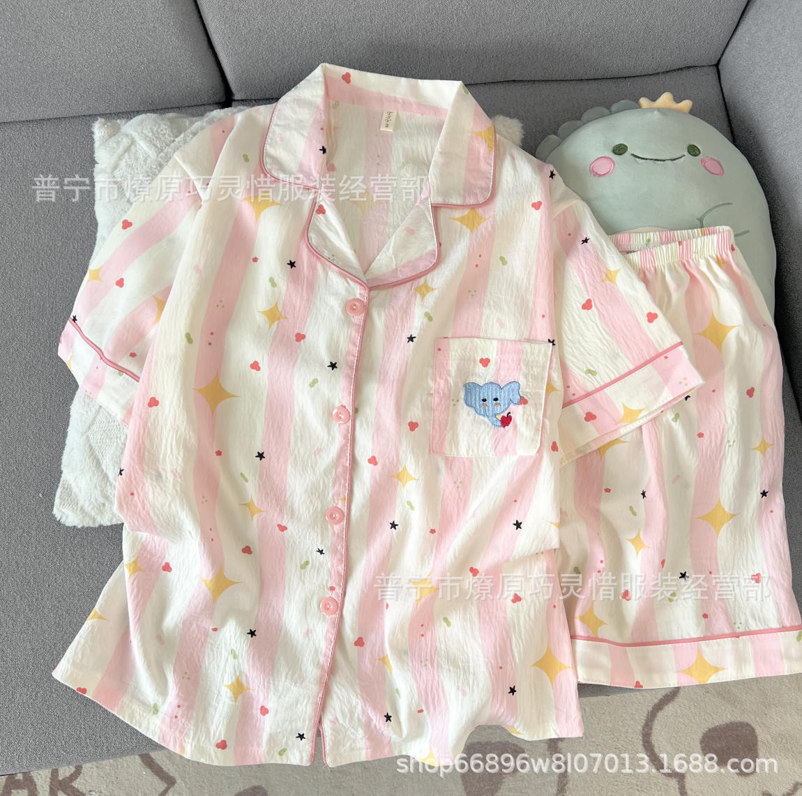 Pink elephant embroidery