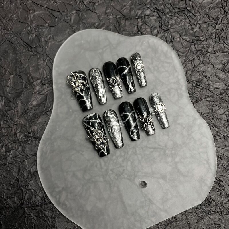 [Black Star] Purely Handmade Wearable Nails, Dark Style Whitening Nail Patches, Sweet and Cool Ins Nail Patches Wholesale