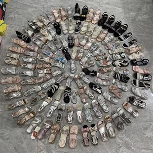 Stall Supply Miscellaneous Cute Butterfly Rhinestone Glitter Girls Sandals Summer One-word Low-heeled Children's Princess Shoes
