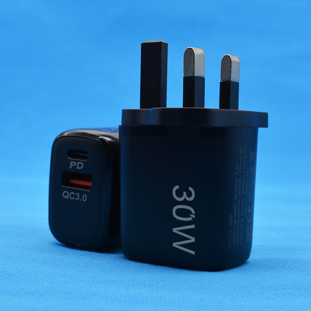 30W 통통한 A+C--검은색 영국 표준