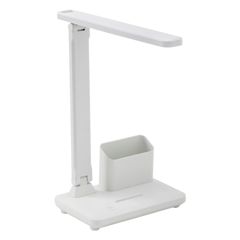 Lámpara de Escritorio con Portalápices de Plástico ABS Regulable Plegable Control Táctil para Estudio y Oficina