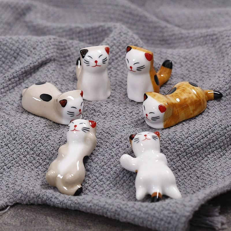 Японский стиль милый мультяшный котенок керамические палочки стойка бытовые палочки держатель ручка держатель окрашенные ремесла маленькие украшения Бакалея
