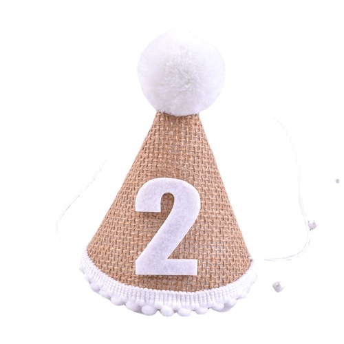 Birthday hat wholesale children's first birthday party decoration baby forest linen birthday hat photo props