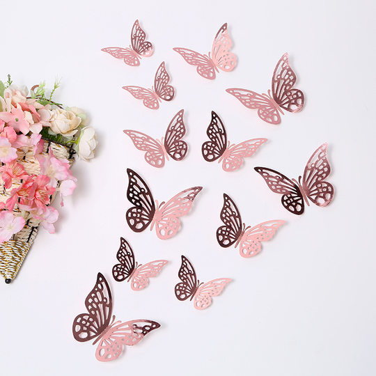 Hollow Butterfly Wall Stickers Three-dimensional Butterfly Wall Stickers Background Decoration Color Butterfly Stickers Wall Decoration Background Wall Stickers