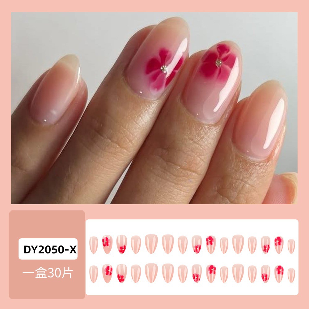 Pastas de uñas de vestir rosa suave, sensación de alta calidad, cártamo en forma de almendra, uñas cortas, 30 piezas, parches de uñas calientes