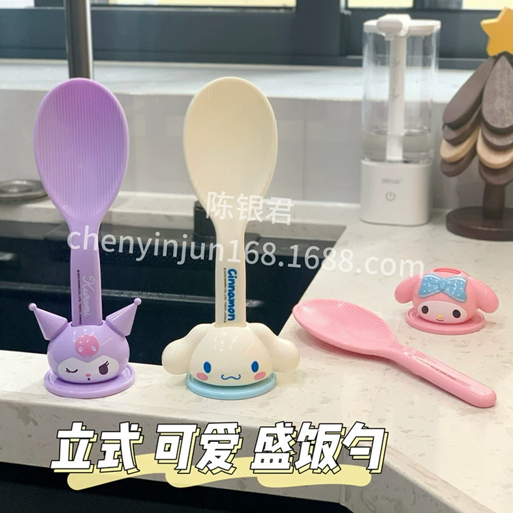 Вертикальная ложка для риса, ложка для риса Kuromi, милая мультяшная ложка для сервировки риса, антипригарная лопатка для риса с большими ушками, ложка для рисоварки.
