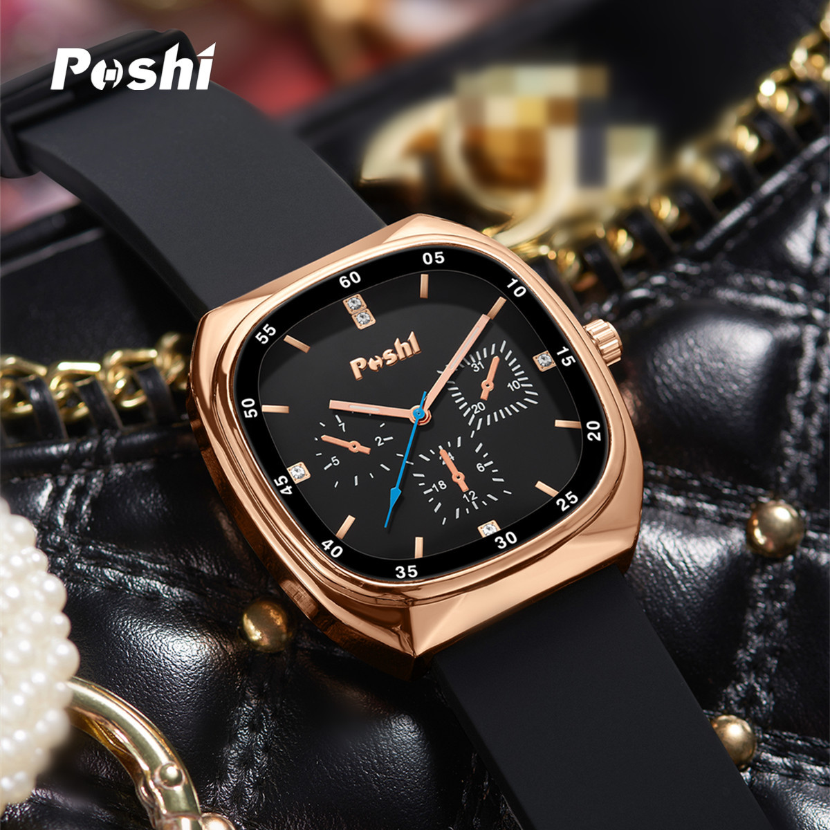 POSHI moda elegante reloj banda de silicona reloj de cuarzo reloj de mujer TikTok en vivo popular impermeable reloj de mujer