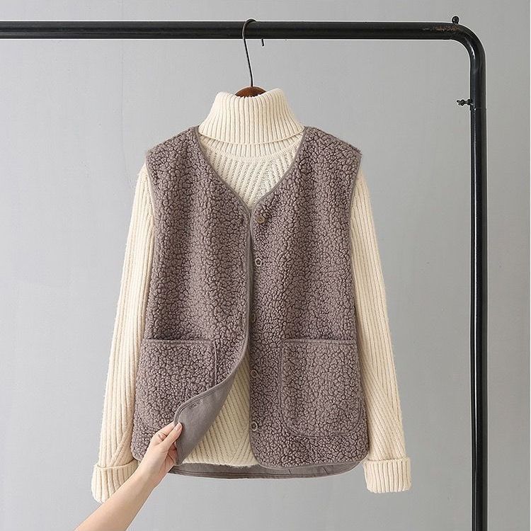 Chaleco de las mujeres nuevo Estilo Chaleco de piel bereber polar estilo coreano Otoño e Invierno versátil chaleco image 14