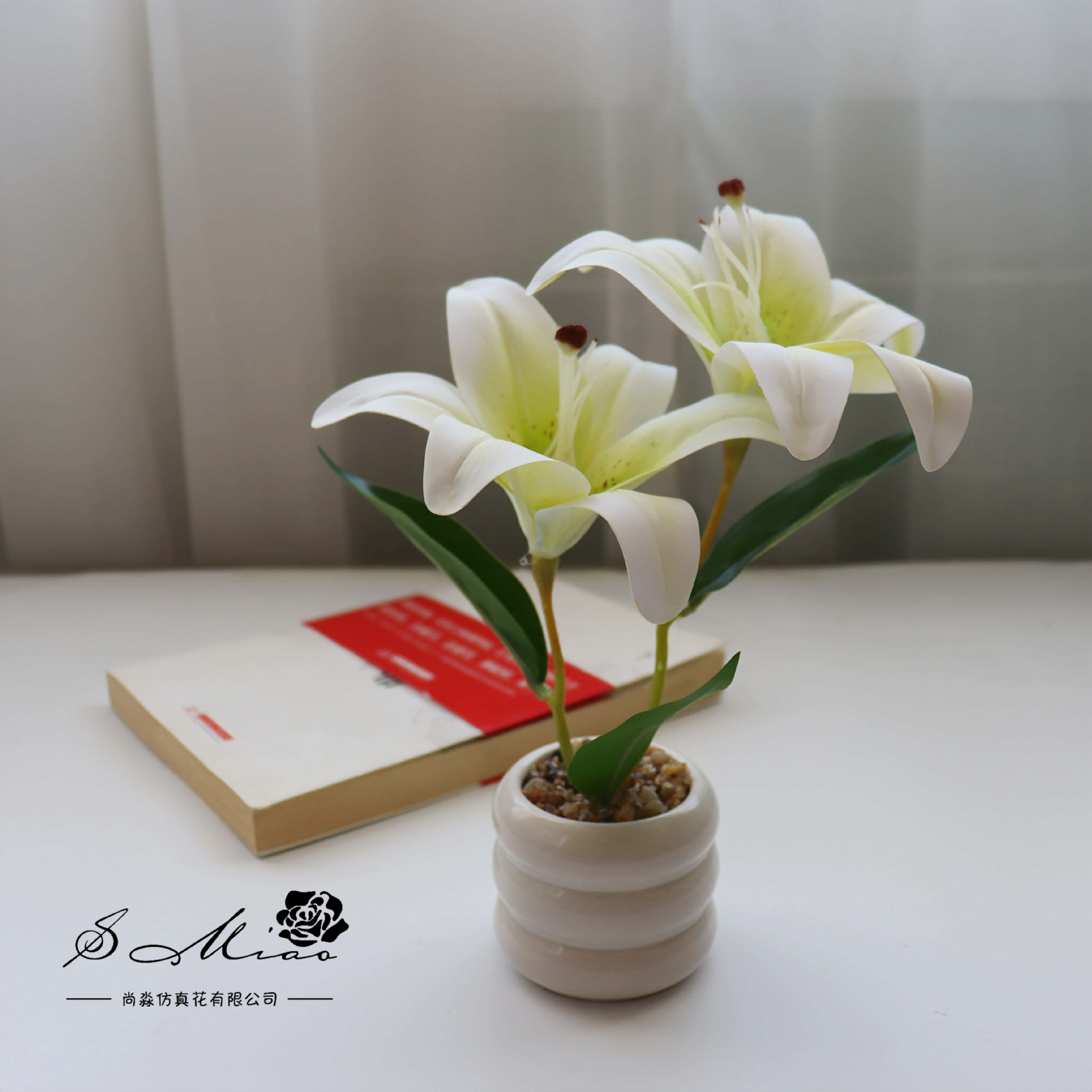 Flor falsa película sensación de lirio flor de simulación bonsai flor de moda decoración creativa plantación verde artificial simulación maceta
