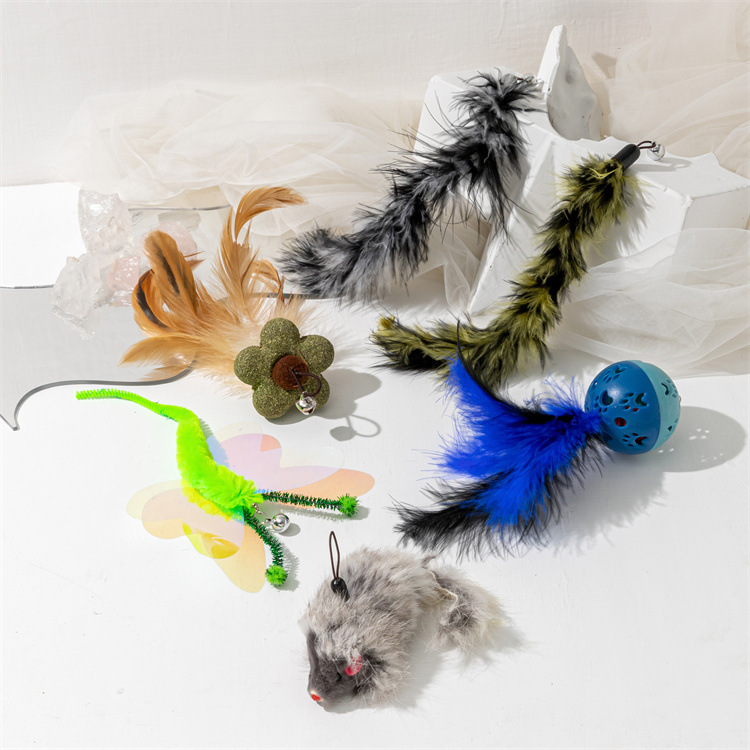 New cat stick feather replacement head cat toy cat ball cross-border pet toy explosion manufacturers wholesale