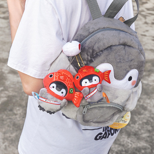 Positive energy koi little penguin good luck pendant plush doll school bag pendant cute keychain doll gift