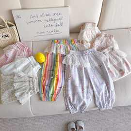 儿童夏季时髦屁帘休闲裤小女孩甜美可爱防蚊裤宝宝舒适透气灯笼裤