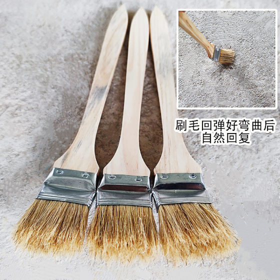 Long handle thickened pure pig hair elbow brush non-degumming solvent non-curly dust removal durable bristle elbow paint brush