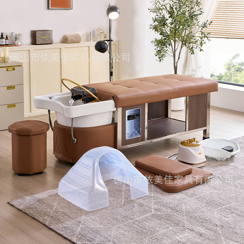 Masaje cama de lavado de cabello, tratamiento de cabello, fumigación, terapia de luz, circulación de agua, almacenamiento incorporado, salón de belleza, peluquería, peluquería