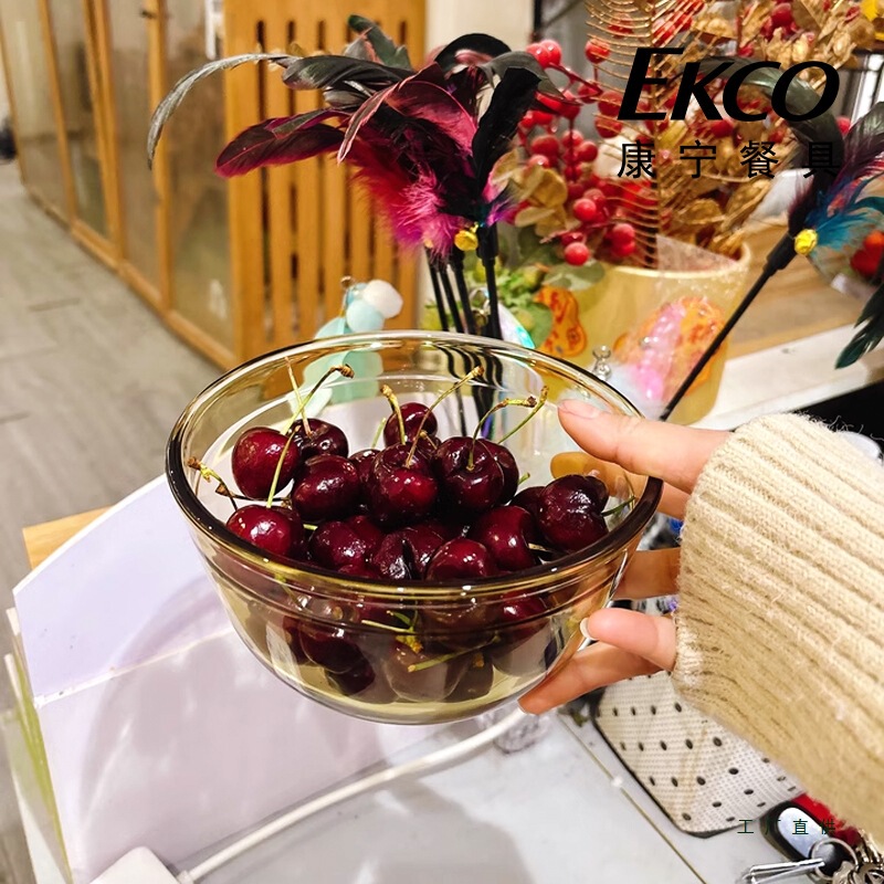 Glass Bowl Food Grade High Temperature Resistant Household Glass Instant Noodle Bowl with Handle and Lid Canteen Rice Bowl