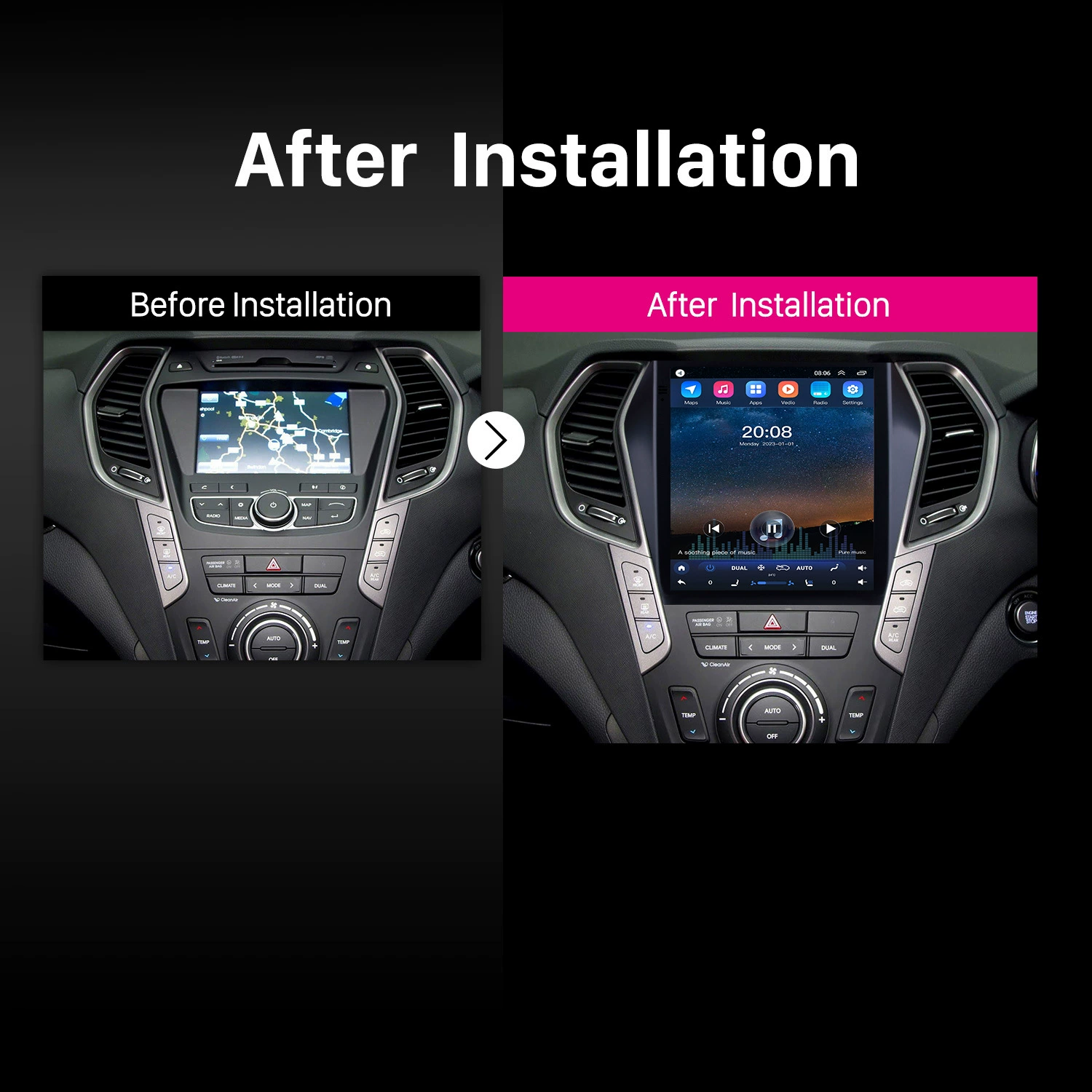 Применимо к Hyundai Santa Fe IX45/Sonata Беспроводной Carplay Android навигация