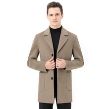 2023冬装羊绒青中年男士西装双面呢大衣中长款保暖羊毛大衣外套