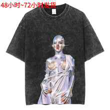 High-end Grunge Fashion Show Robot Lady Graphic T-Shirt Y2k