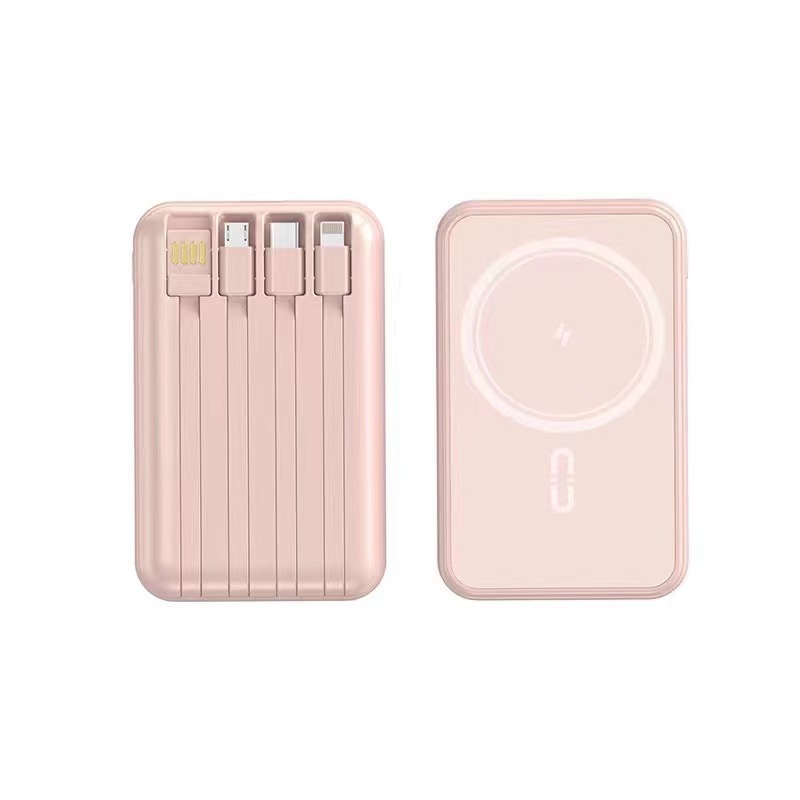 Mini portable al aire libre tesoro de carga rápida de alta capacidad con cuatro líneas de absorción magnética 10000 mAh fuente de alimentación móvil