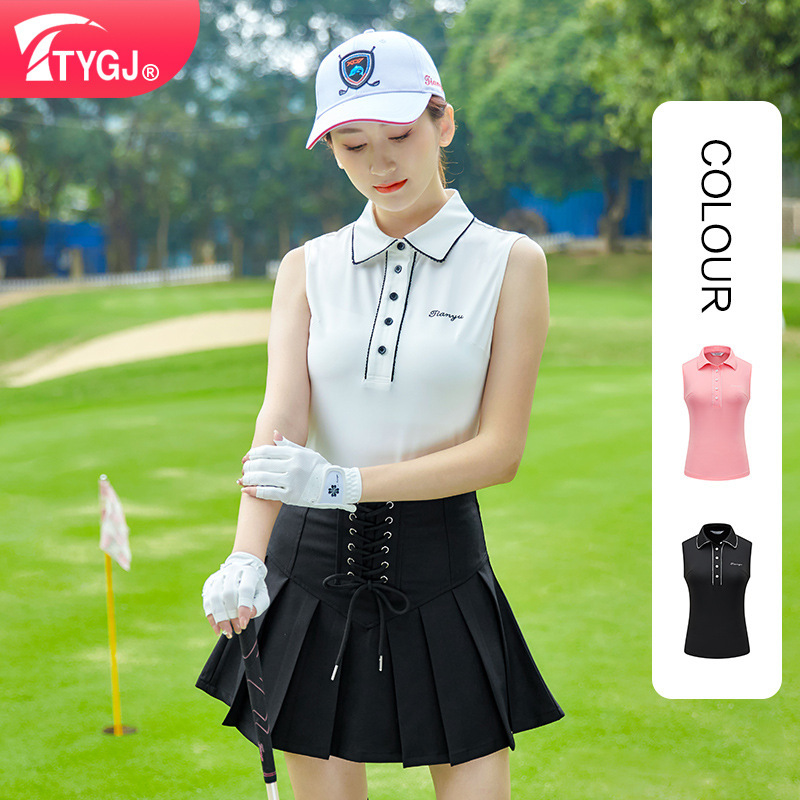 Summer Wholesale from Manufacturers: Women's Golf Short-Sleeve Korean-Style Quick-Dry Sleeveless Vest Sports T-Shirt Golf Apparel