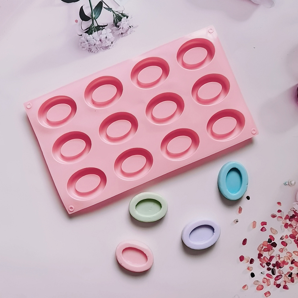 12 donuts elípticos 49 molde de silicona pastel helado pudín molde de postre jabón utensilios