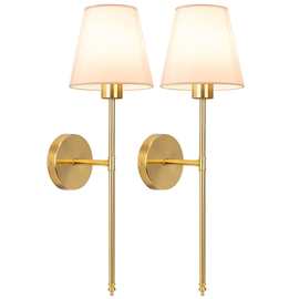 外贸出口床头壁灯铁艺灯体亚麻布罩家居走廊RGB灯泡遥控RGB遥控