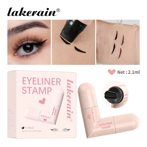 Cross-Border Lakerain Heart-Shaped Stamp Eyeliner Pen, Rotating Natural Long-Lasting Waterproof and Sweat-Proof Eyeshadow Dual-Ended Eyeliner