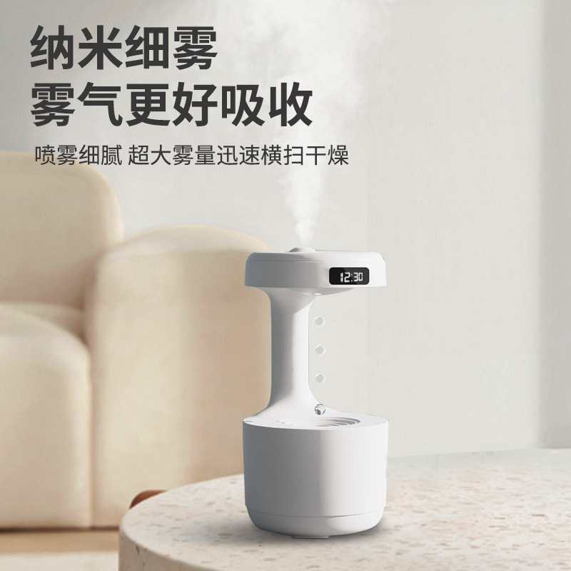 反重力加湿器ホームクリエイティブサイレント水滴逆流インテリジェント表示時間ナノレベルファインミスト加湿器|undefined