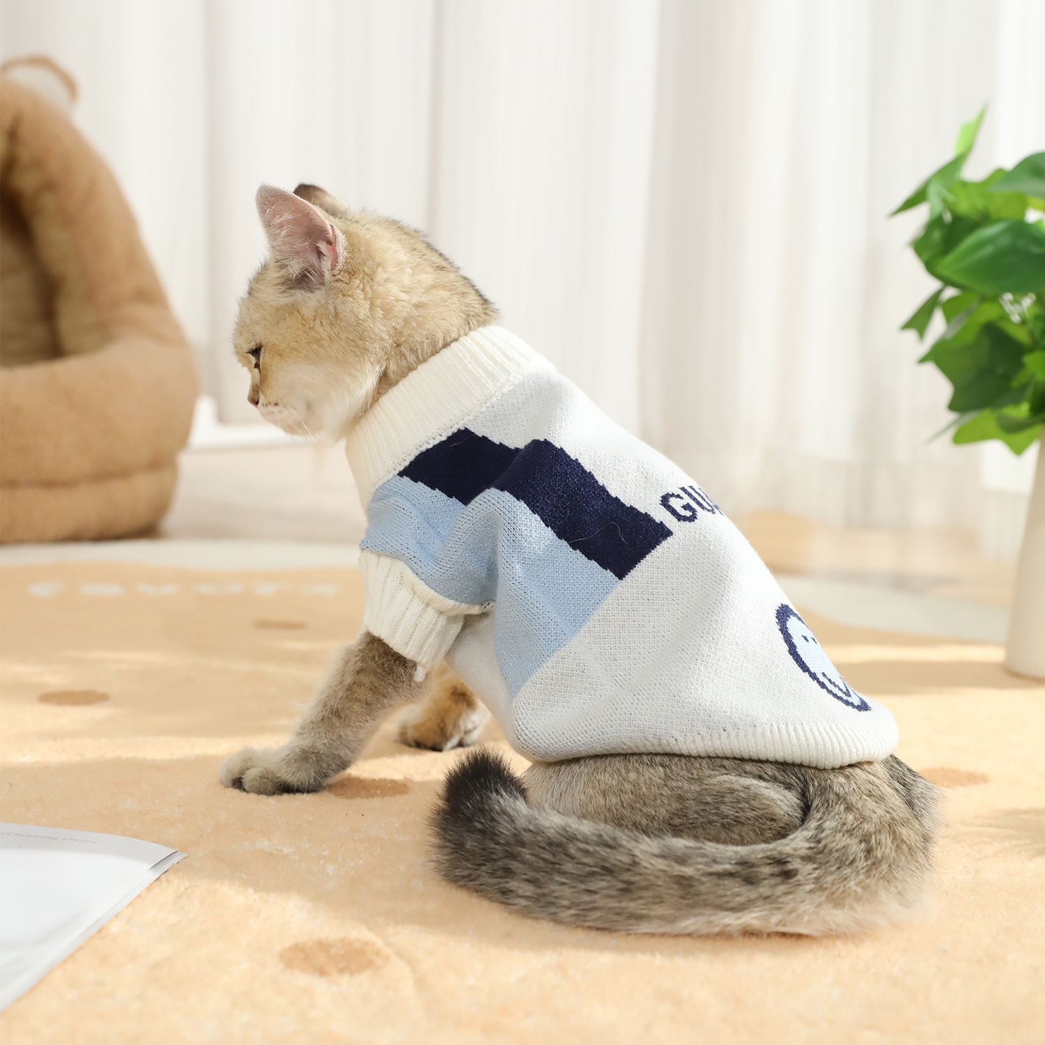 Ropa de pelo de gato para mascotas gruesas y cálidas en invierno Ropa de otoño e invierno para perros y gatos Suéter sonriente de dibujos animados Ropa para perros y gatos