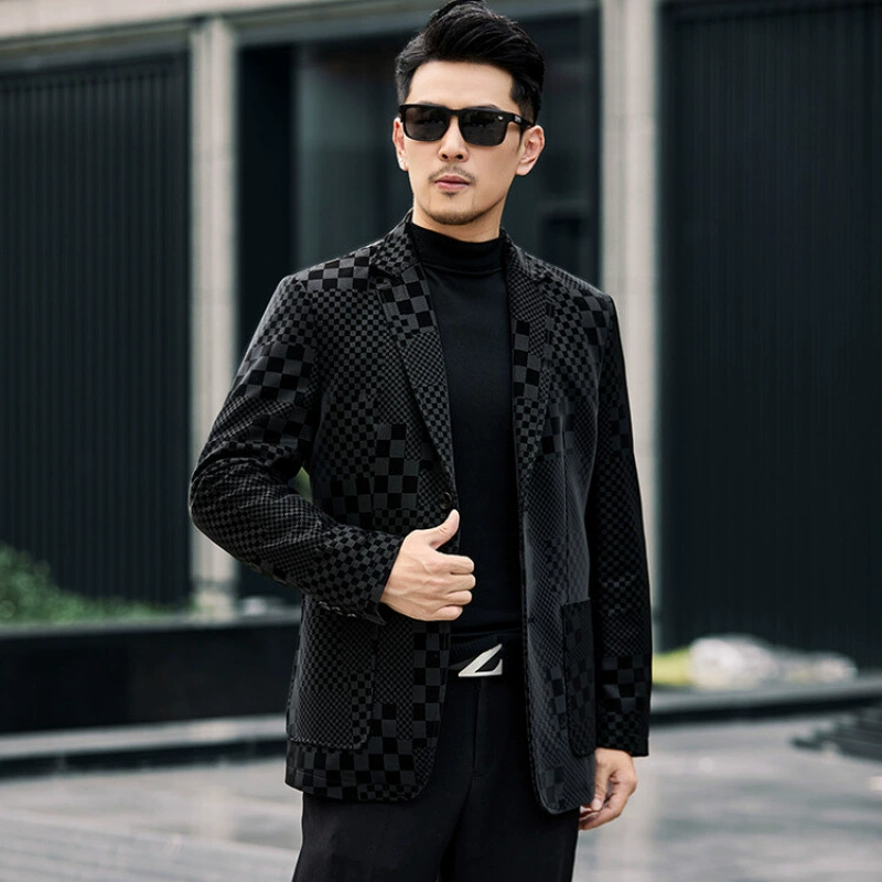Демисезонный костюм, пуховик, подкладка, натуральная кожа, гусьи пух, slim fit
