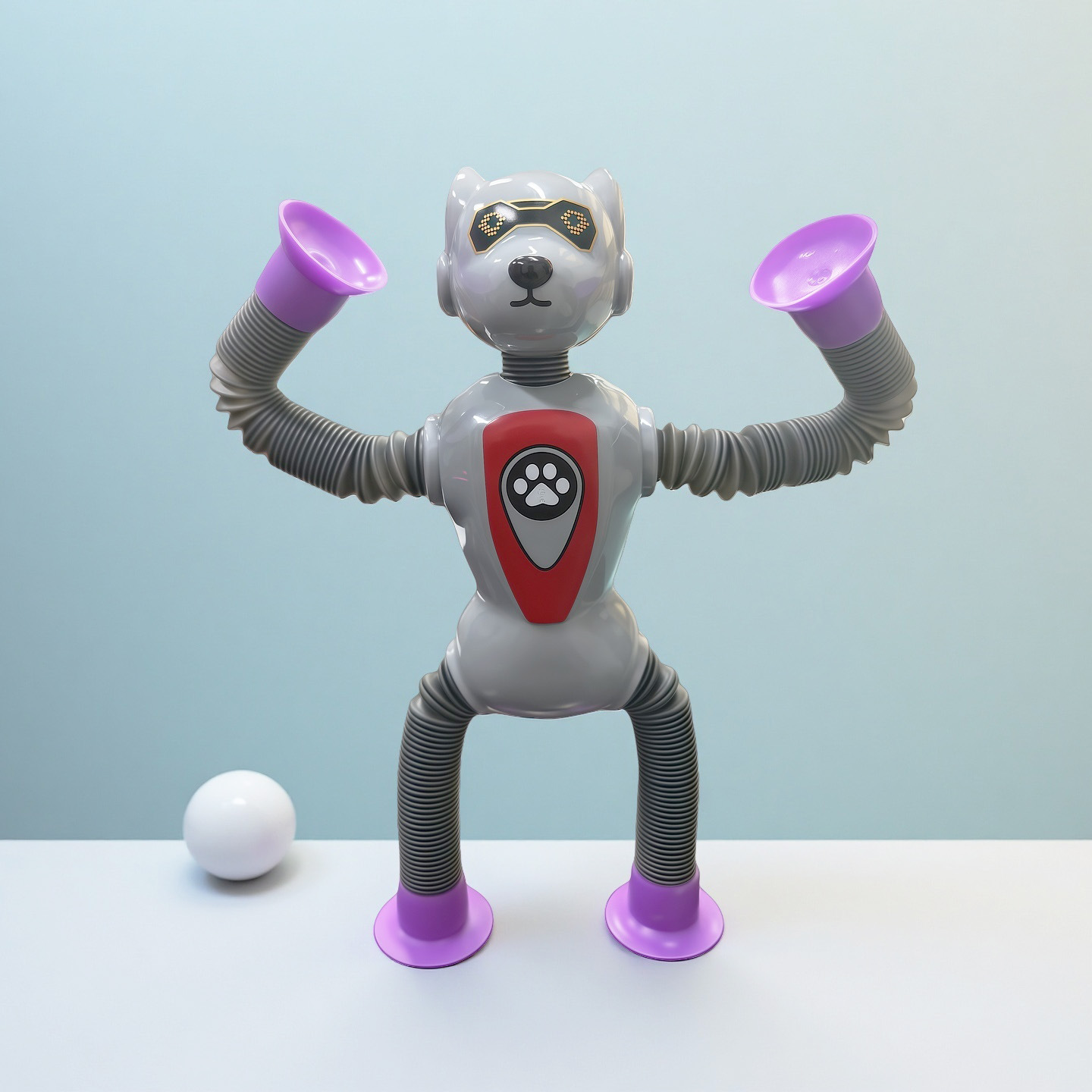 Transfronterizo robot flexible tubo telescópico niño puzzle dibujos animados estirados ventosa interacción padre-hijo creativo juguete descompresión