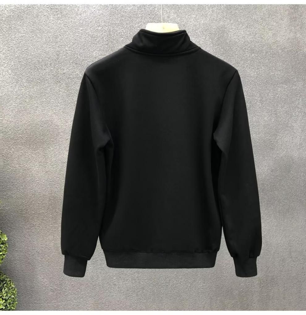 Trendy Brand Hong Kong Style Solid Color Long-sleeved Shirt Men's Fashion American Retro Loose Half-zipper Sweater_viptrois.com