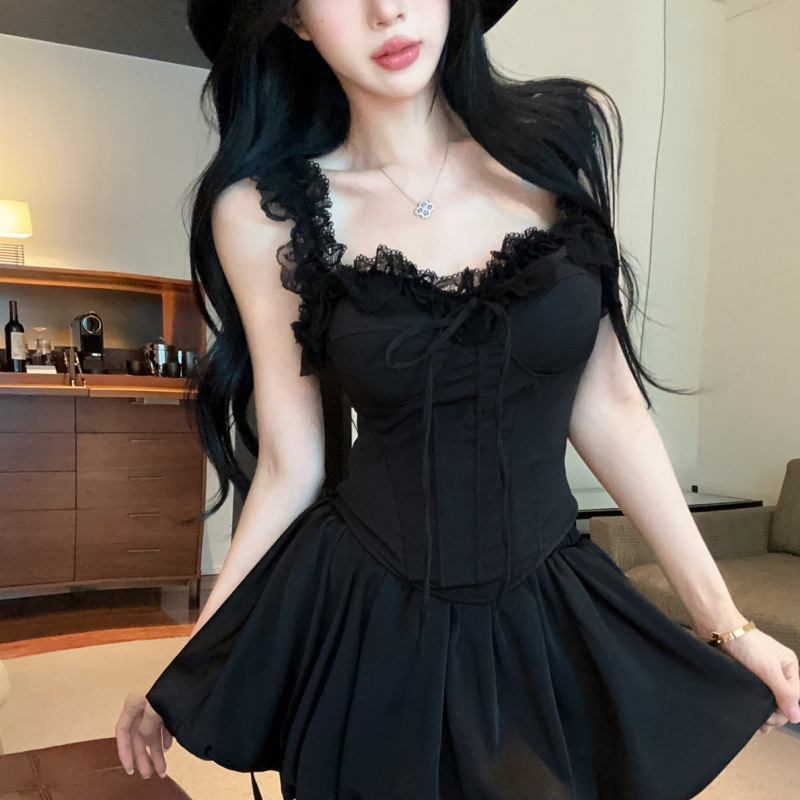 Pure Desire Hot Girl Lace Camisole Women's Summer One-Shoulder Fishbone Tube Top, Very Beautiful