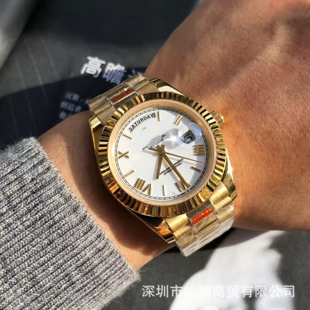 Comercio exterior transfronterizo negro DD diario de domingo mesa de juego verde reloj mecánico automático reloj de hombre reloj calendario doble