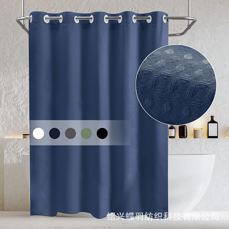 Waffle transfronterizo sólido transparente doble cortina de baño agujero grande anillo sin gancho con forro extraíble Amazon explosión