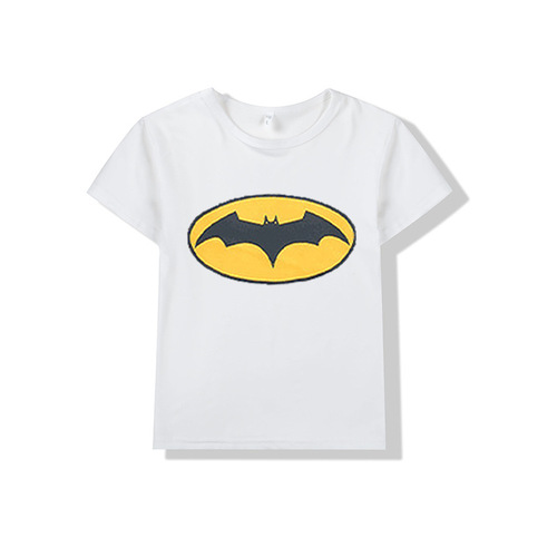 跨境欧美 蝙蝠侠卡通图案印花童装时尚潮流圆领男女童短袖T恤上衣